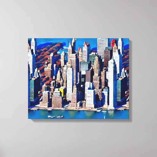 Luchtfoto van Manhattan Uitzicht Canvas Afdruk (Voorkant)