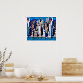 Luchtfoto van Manhattan Uitzicht Poster (Keuken)