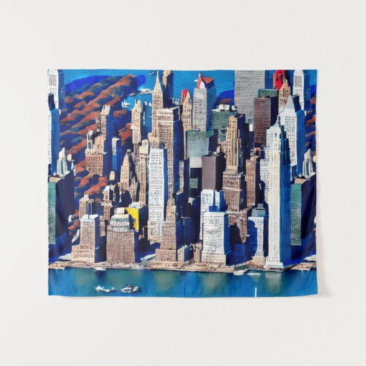 Luchtfoto van Manhattan Uitzicht Wandkleed (Voorkant (horizontaal))