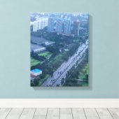 Luchtfoto van stadsgebouwen overdag canvas afdruk (Insitu (Houten vloer))