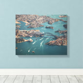 Luchtfotografie van brug canvas afdruk (Insitu (Houten vloer))