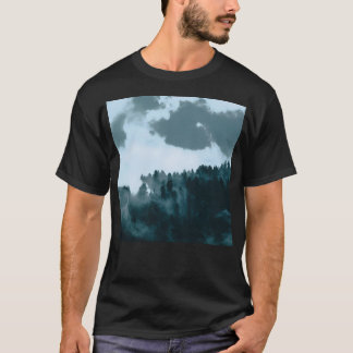Luchtfotografie van donkere dennenbomen - Paint Fi T-shirt