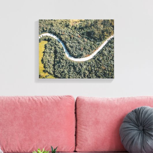 Luchtfotografie van Grey Road Canvas Afdruk (Insitu (Woonkamer))