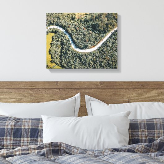 Luchtfotografie van Grey Road Canvas Afdruk (Insitu (Slaapkamer))