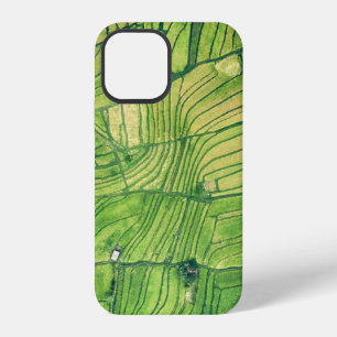 Luchtfotografie van rijstveld iPhone 12 hoesje