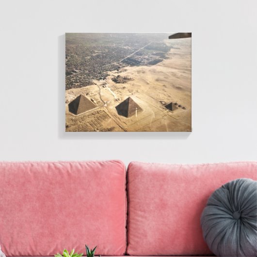 Luchtfoto's van pyramiden uit Egypte Canvas Afdruk (Insitu (Woonkamer))
