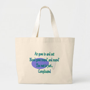 Luchtgoten en uit...De rest is gecompliceerd Grote Tote Bag