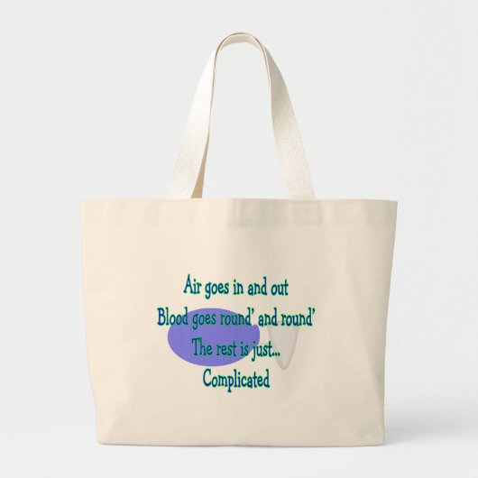 Luchtgoten en uit...De rest is gecompliceerd Grote Tote Bag (Voorkant)