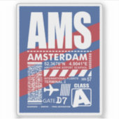 Luchthaven AMS Amsterdam Sticker (Voorkant)