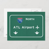Luchthaven Atlanta ATL I-75 N Interstate Georgia - Briefkaart (Voorkant / Achterkant)
