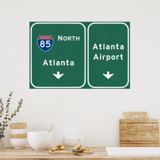 Luchthaven Atlanta ATL I-85 N Interstate Georgia - Poster (Keuken)