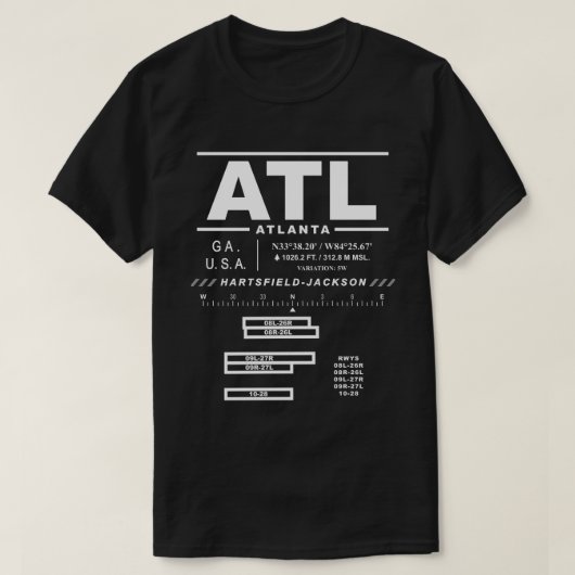 Luchthaven Atlanta ATL USAA T-shirt (Design voorkant)