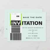 Luchthaven Bagage Claim Theme Wedding Save the Dat Aankondigingskaart (Voorkant / Achterkant)
