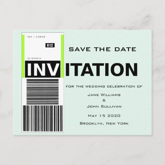 Luchthaven Bagage Claim Theme Wedding Save the Dat Aankondigingskaart (Voorkant)