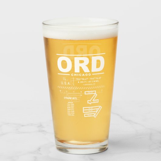 Luchthaven Chicago O'Hare ORD Glas (Voorkant gevuld)
