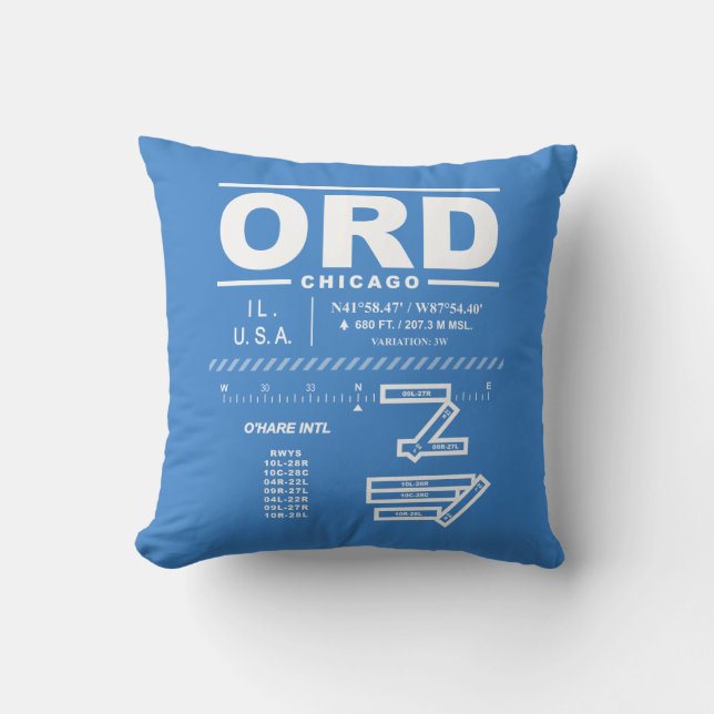 Luchthaven Chicago O'Hare ORD Kussen (Voorkant)