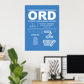Luchthaven Chicago O'Hare ORD Poster (Thuiskantoor)