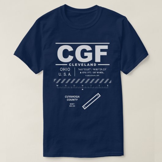 Luchthaven Cuyahoga County CGF T-shirt (Design voorkant)