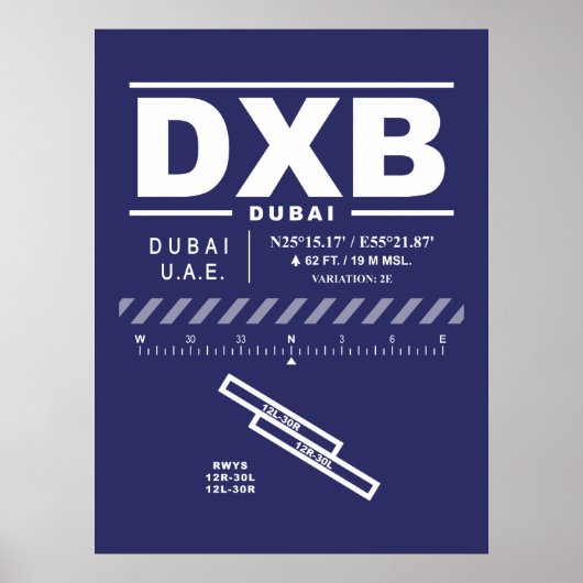 Luchthaven Dubai Internationaal DXB Poster (Voorkant)