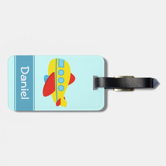 Luchthaven en gekleurd passagiersvliegtuig bagagelabel (Achterkant horizontaal)