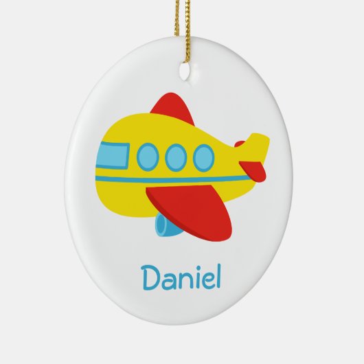 Luchthaven en gekleurd passagiersvliegtuig keramisch ornament (Rechts)