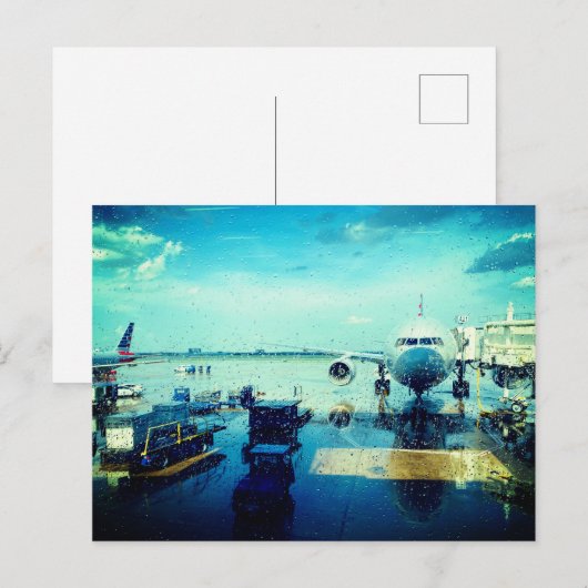 Luchthaven in Rain Briefkaart (Voorkant / Achterkant)