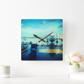 Luchthaven in Rain Vierkante Klok (Huis)