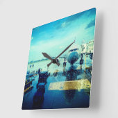 Luchthaven in Rain Vierkante Klok (Hoek)