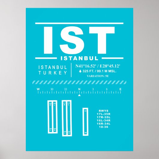 Luchthaven Istanbul IST Poster (Voorkant)