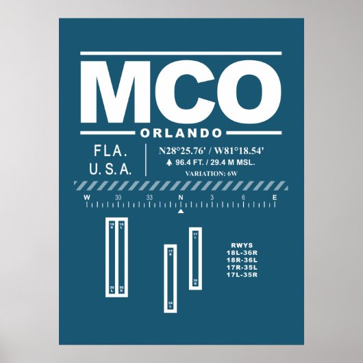 Luchthaven Orlando Internationaal MCO Poster (Voorkant)