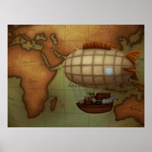 Luchthaven over de expeditie over de kaart van het poster (Voorkant)