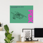 Luchthaven Portland (PDX) Diagram Poster (Thuiskantoor)