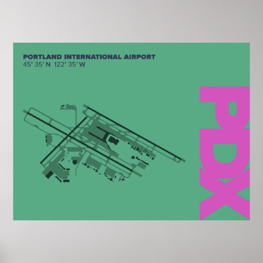 Luchthaven Portland (PDX) Diagram Poster (Voorkant)