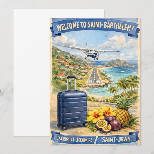 Luchthaven Saint-Barthélemy (vintage) Kaart (Voorkant / Achterkant)