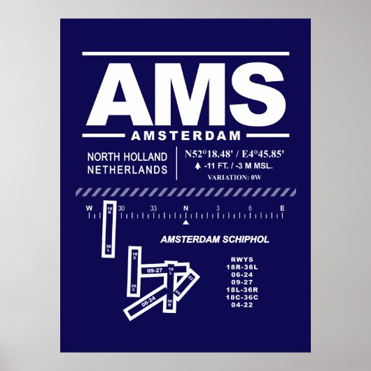 Luchthaven Schiphol Amsterdam AMS Poster (Voorkant)