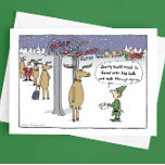 Luchthaven "Sleigh Security" grappige kerstCartoon Feestdagen Kaart<br><div class="desc">Cartoon van de Santa Clause en zijn rendier die door de beveiliging van de luchtvaart reizen. Elves laden bagage uit de bagagewagen. Metaaldetector piept en elf is gezegde: "Sorry, je moet de riemen overhandigen en weer doorlopen." Een grappige kerstkaart, geweldig voor iedereen op je lijst, voor familieleden, vrienden en zakelijke...</div>