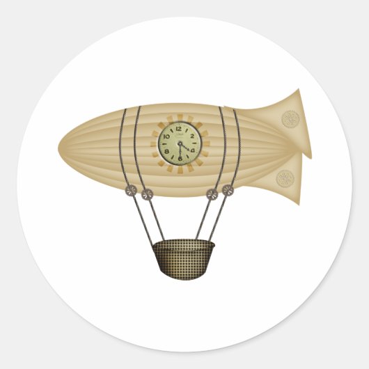luchthaven steampunk zeppelin ronde sticker (Voorkant)