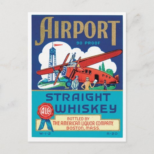 Luchthaven Straight Whiskey Boston Massachusetts C Briefkaart (Voorkant)