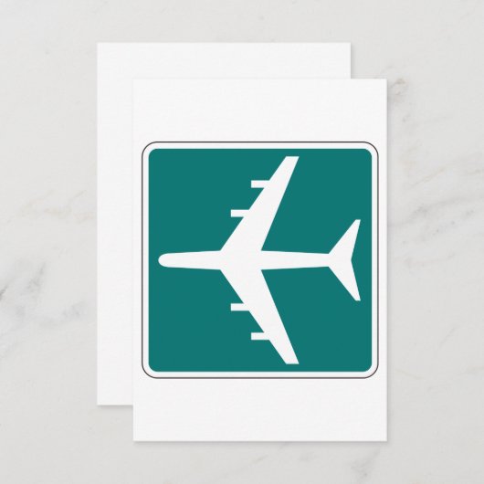 Luchthaven Symbool Teken Vliegtuigreis Icon Bedankkaart (Voorkant / Achterkant)