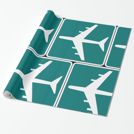 Luchthaven Symbool Teken Vliegtuigreis Icon Cadeaupapier (Uitgerold)