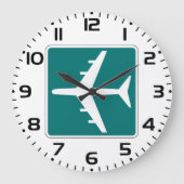 Luchthaven Symbool Teken Vliegtuigreis Icon Grote Klok (Voorkant)