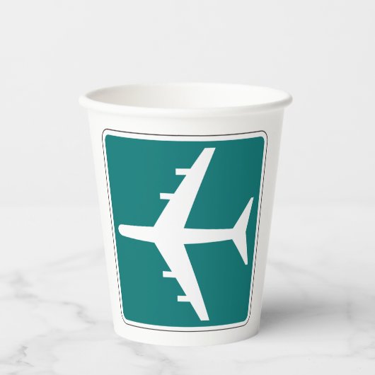 Luchthaven Symbool Teken Vliegtuigreis Icon Papieren Bekers (Voorkant)