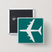 Luchthaven Symbool Teken Vliegtuigreis Icon Vierkante Button 5,1 Cm (Voorkant /achterkant)