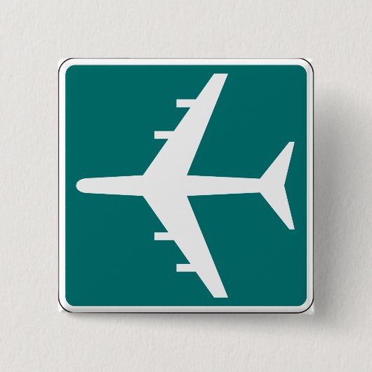 Luchthaven Symbool Teken Vliegtuigreis Icon Vierkante Button 5,1 Cm (Voorkant)