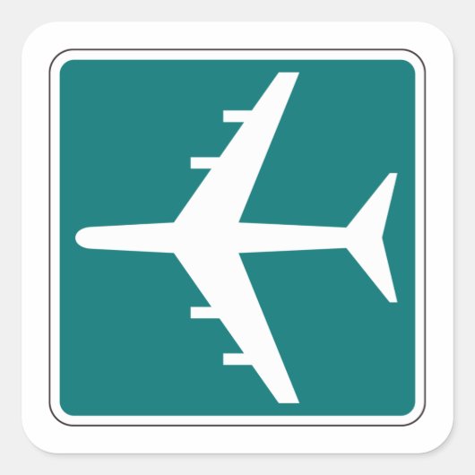Luchthaven Symbool Teken Vliegtuigreis Icon Vierkante Sticker (Voorkant)
