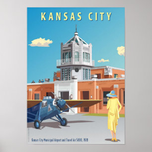 Luchthaven van Kansas City Art Deco Poster