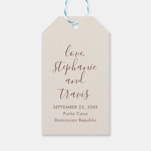 Luchthaven van koperen Sepia Romantic Cadeaulabel (Achterkant)