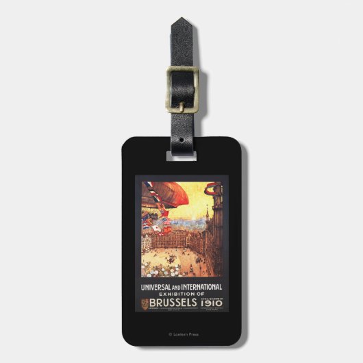 Luchthaven van Lebaudy met wereldvlaggen bij Expo Bagagelabel (Voorkant verticaal)