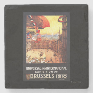 Luchthaven van Lebaudy met wereldvlaggen bij Expo Stenen Onderzetter