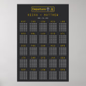 Luchthaven Vertrek Board XL Wedding Zitting Grafie Poster (Voorkant)